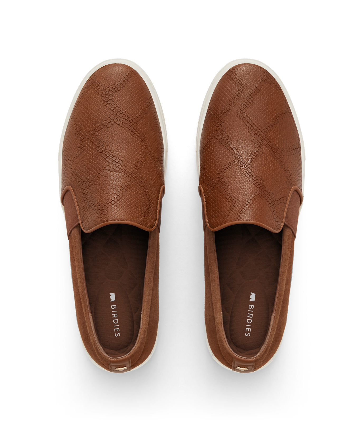 hover | top view of the Swift Slip on Sneaker in Cognac (brown) Embossed Leather