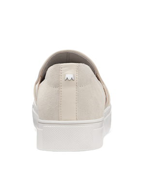 back view of the Swift Slip on Sneaker in Bone (cream) Embossed Leather
