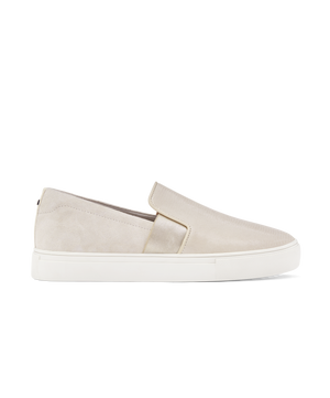 side view of the Swift Slip on Sneaker in Bone (cream) Embossed Leather
