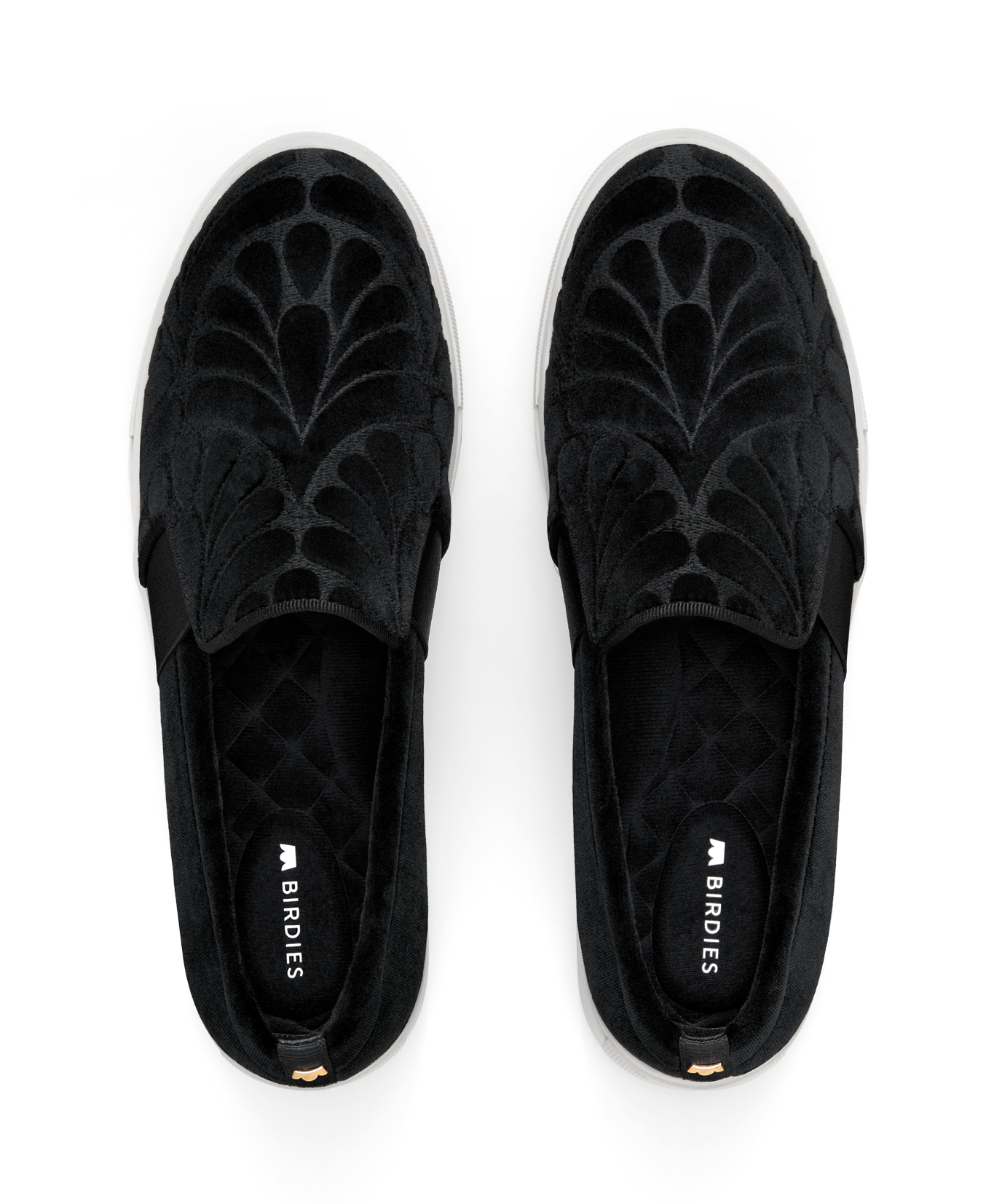hover | top view of the Swift Slip on Sneaker in Black Embossed Velvet
