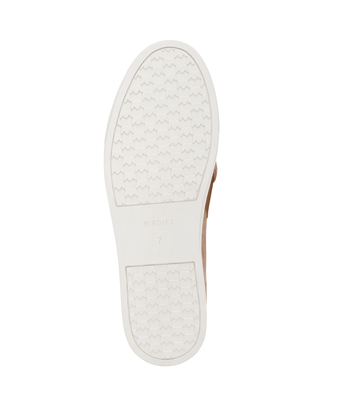 bottom view of the Swift Slip on Sneaker in Taupe (light brown) embossed Velvet