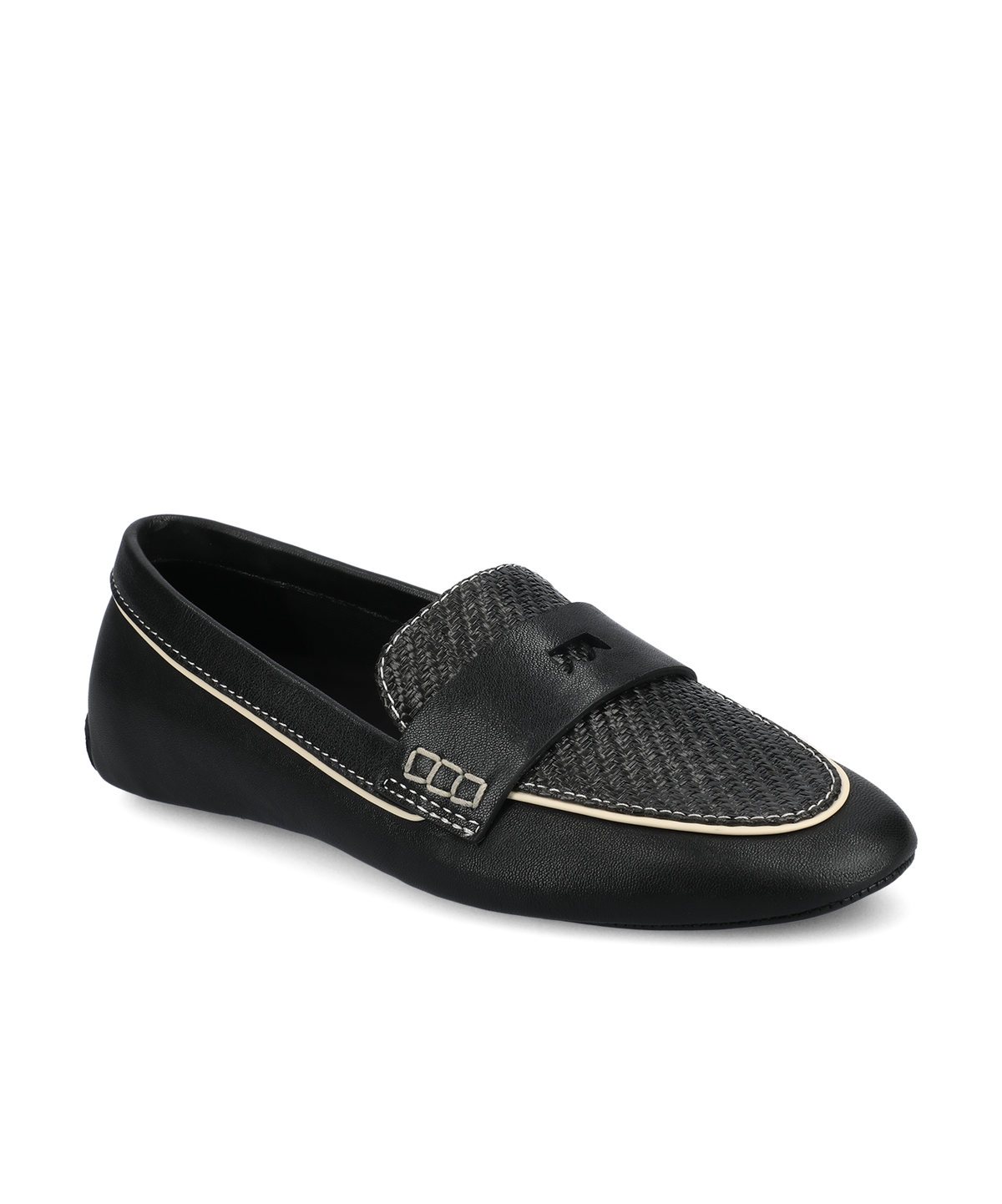 The Vesper Driver - Black Leather Raffia