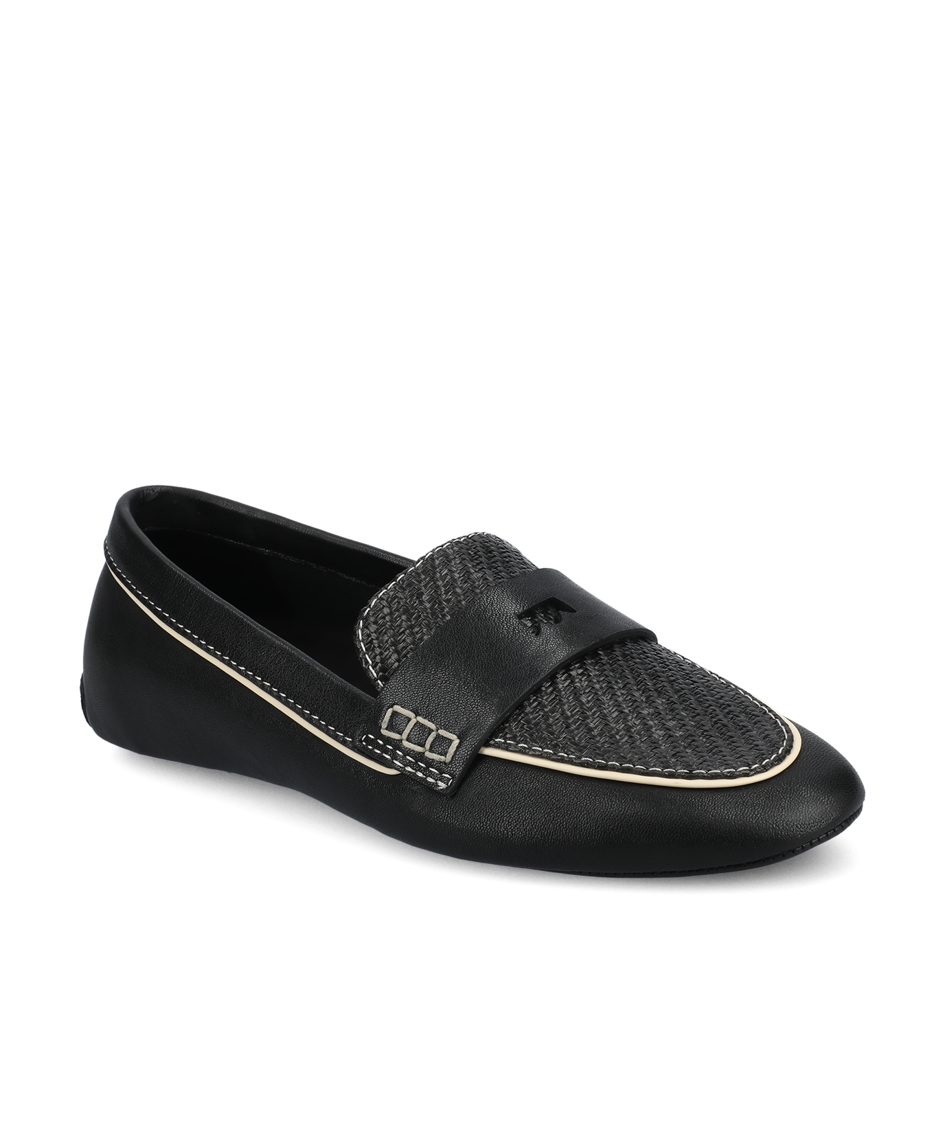 The Vesper Driver - Black Leather Raffia