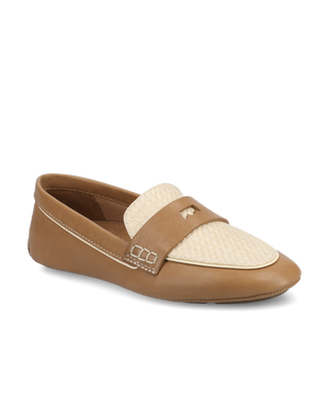The Vesper Driver - Cappuccino Leather Raffia