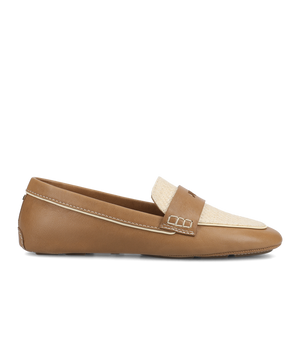 The Vesper Driver - Cappuccino Leather Raffia