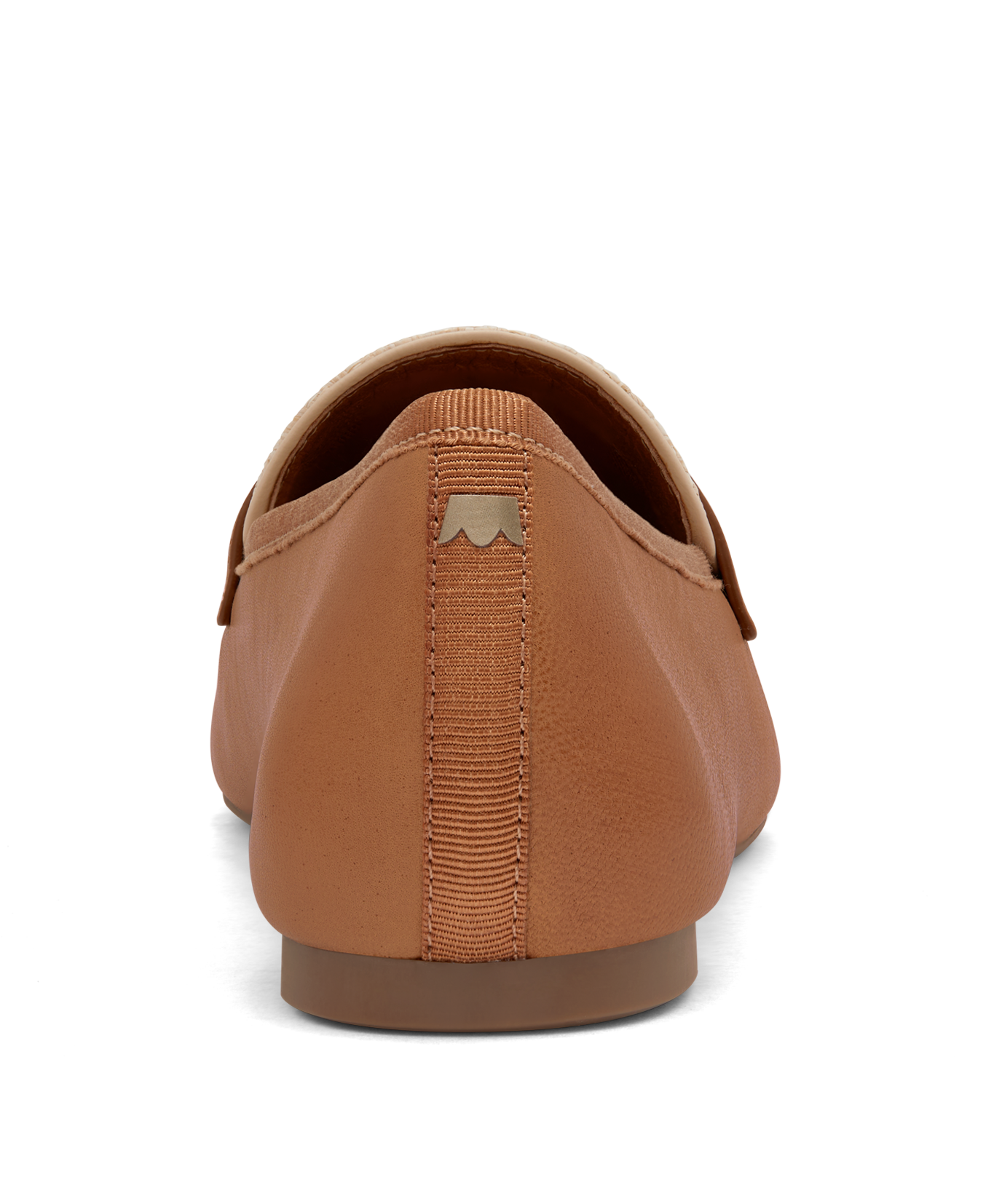 back view of the Vesper loafer in Cappuccino (brown) Leather