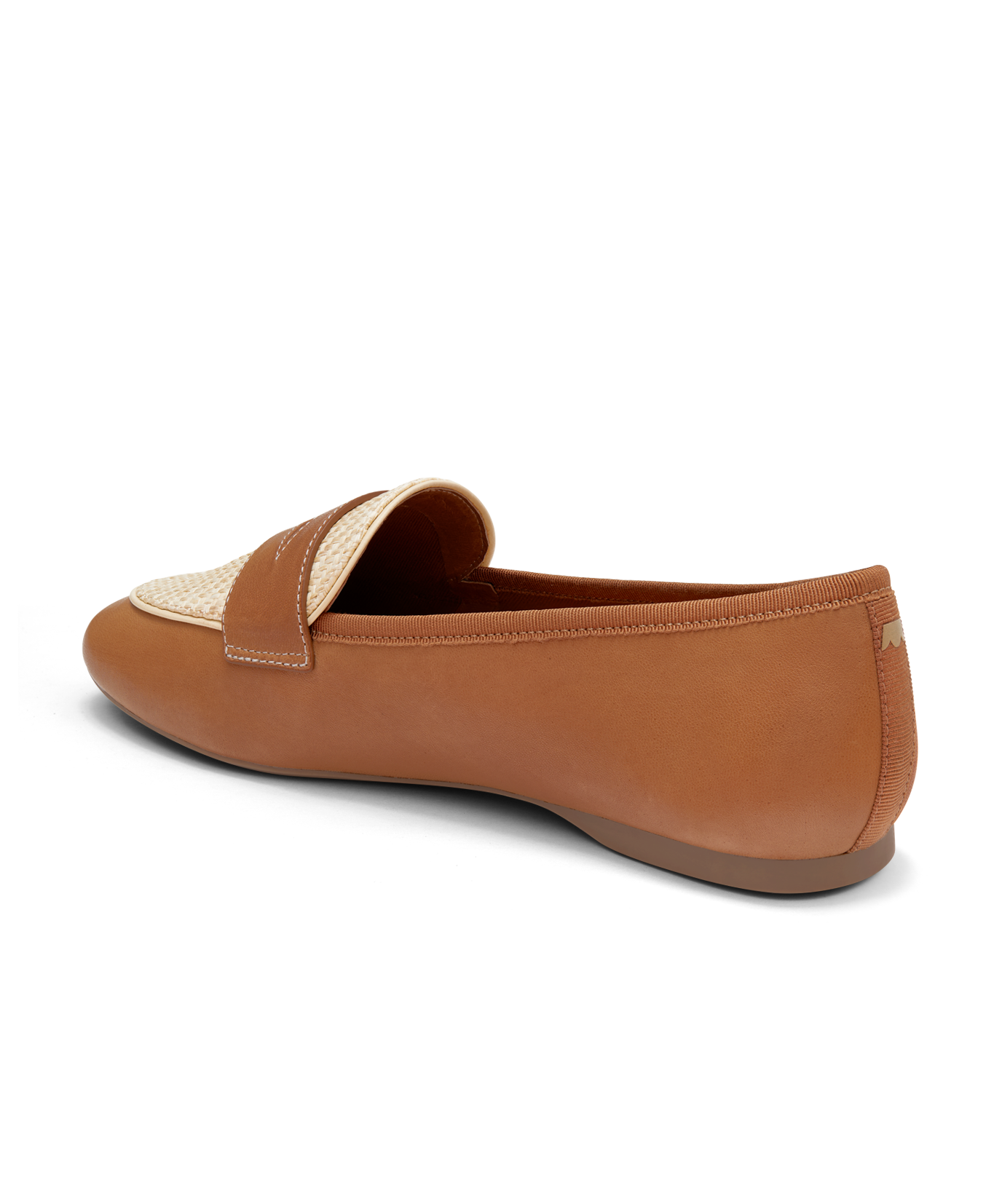back 3/4ths view of the Vesper loafer in Cappuccino (brown) Leather