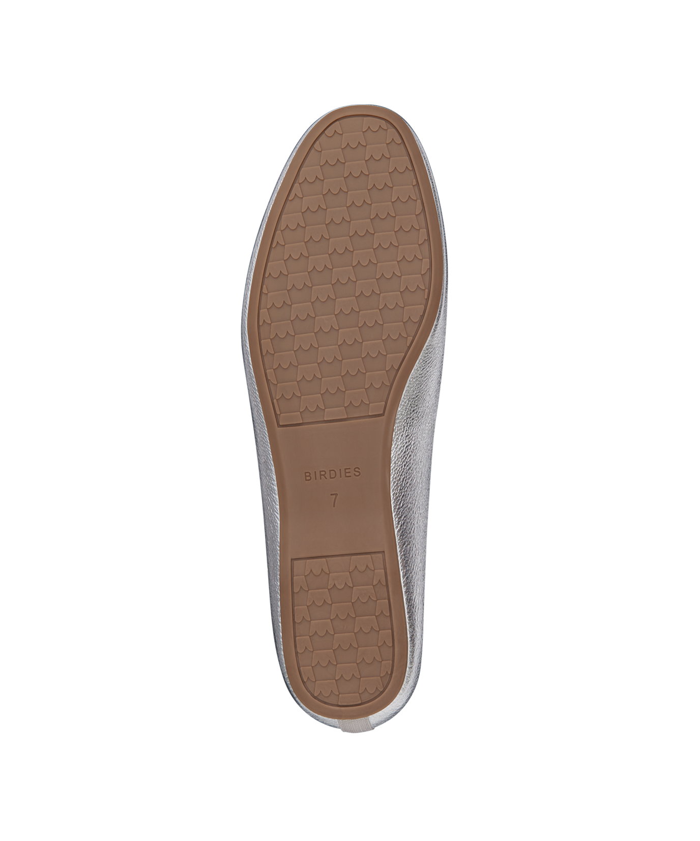 bottom view of the Vesper loafer in Silver Leather