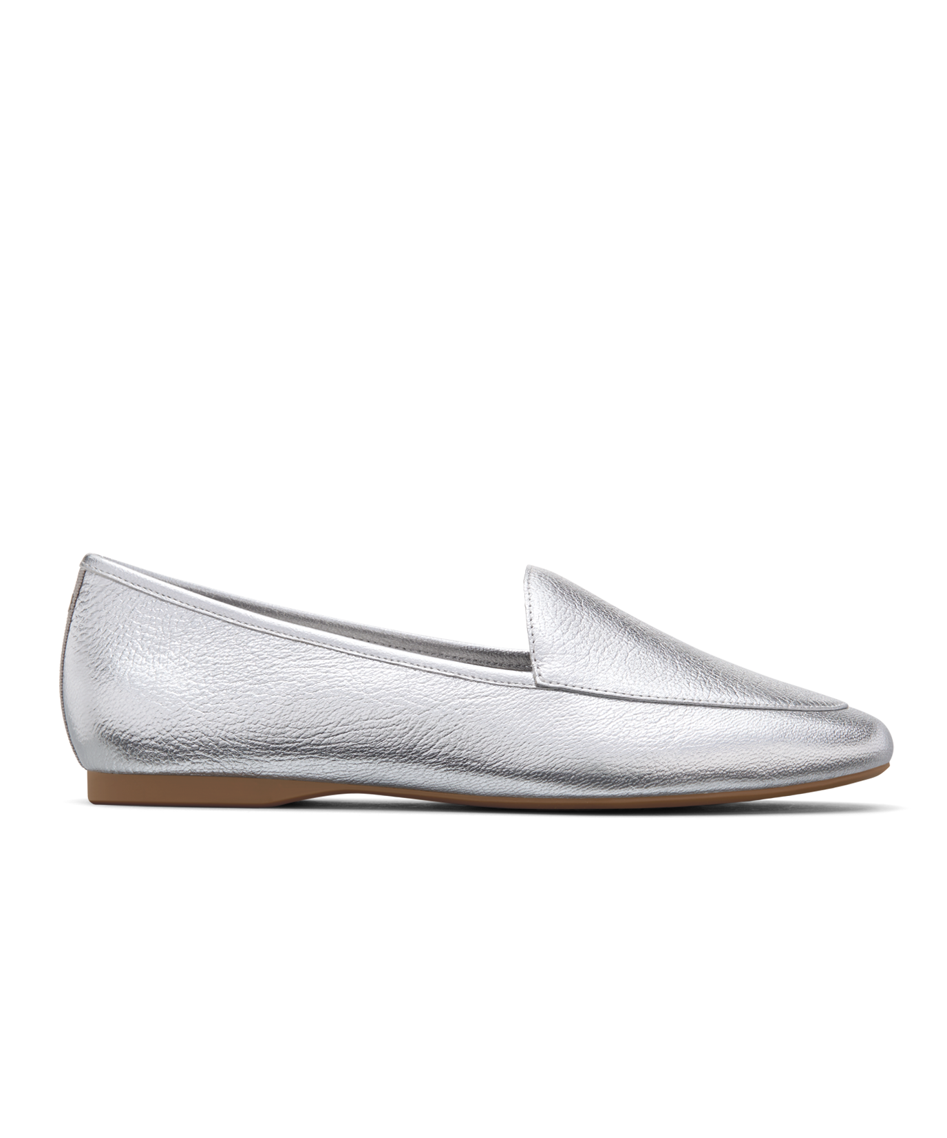 side view of the Vesper loafer in Silver Leather