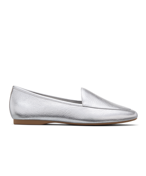 side view of the Vesper loafer in Silver Leather