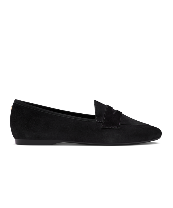 The Vesper | Black Suede Faux Fur | Women's Flats | Birdies